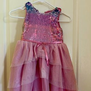 Zunie sequin three-tiered dress